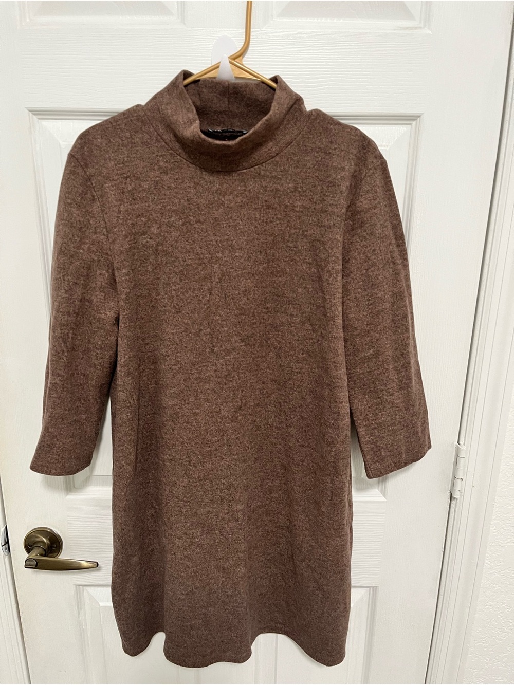 Zara Chocolate Brown Turtleneck Sweater Dress